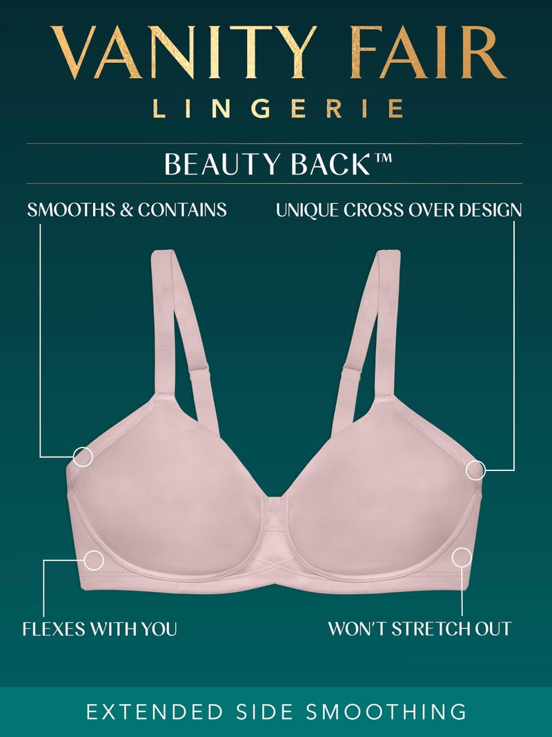Vanity Fair Beauty Back Full Figure Wirefree Extended Side and Back Smoother Bra 71267, Sheer Quartz, 42B - Image 4